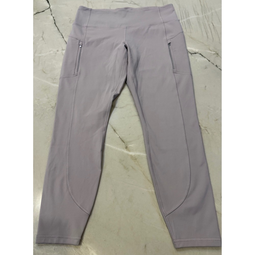 Athleta Rainier Tight Leggings 1X Lilac Purple High Rise Fleece Lined Zip Pocket